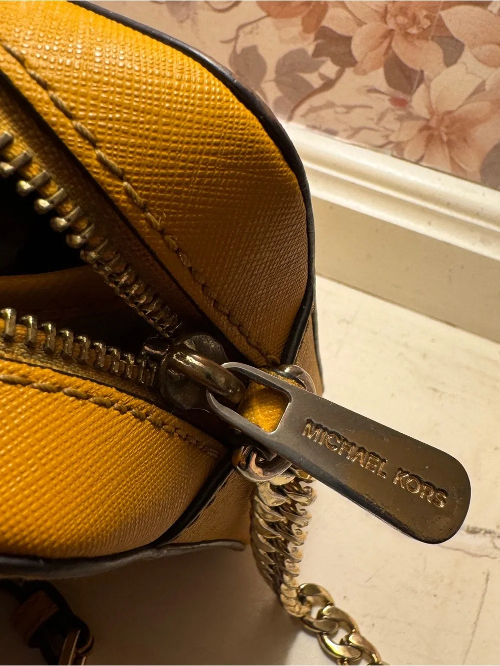 Michael Kors Saffiano Leather East West Crossbody Bag – Mustard Yellow